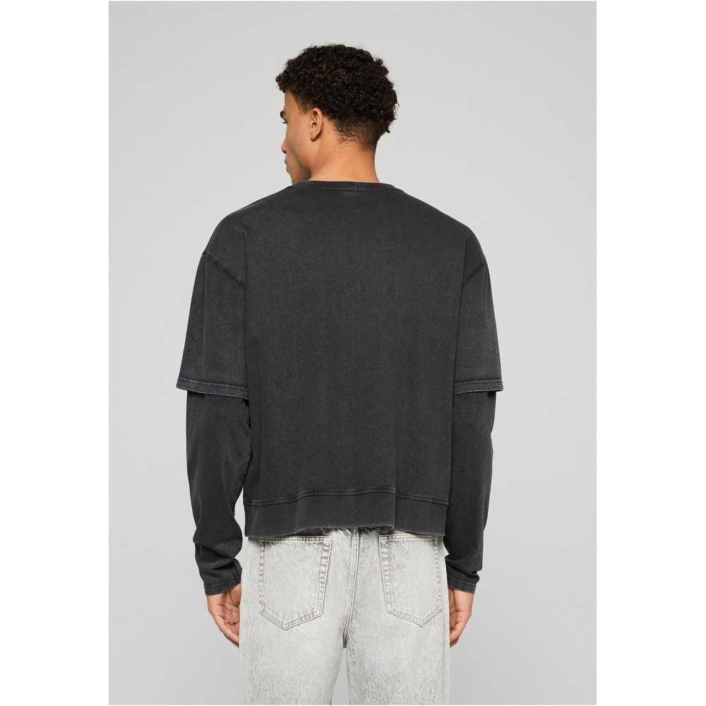 Urban Classics - Washed Double Layered Top à manches longues - Noir